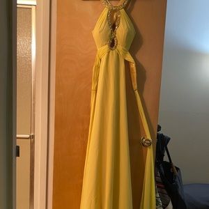 Yellow and gem prom dress